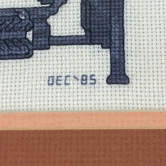 Vintage 1985 Handmade Antique Sewing Machine 16" Framed Cross Stitch - Picture 6 of 10